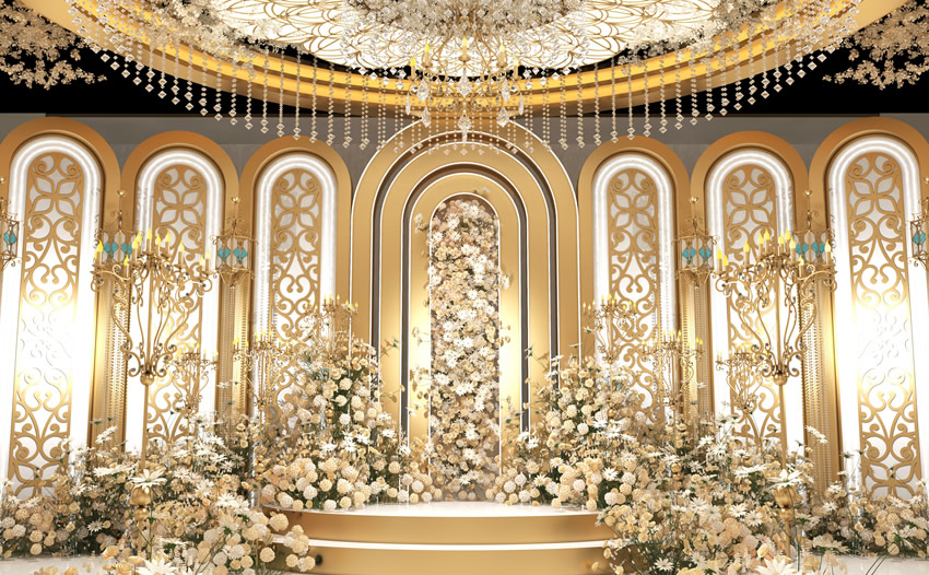 西山香槟色调婚礼堂效果展示